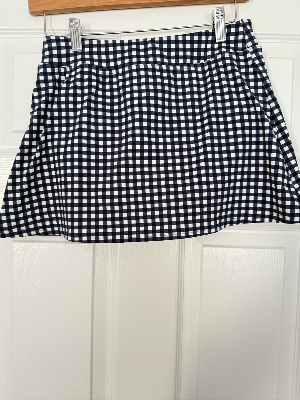 Lands end and Draper jeans, navy blue gingham swim skirt- size 2 - Picture 2 of 5